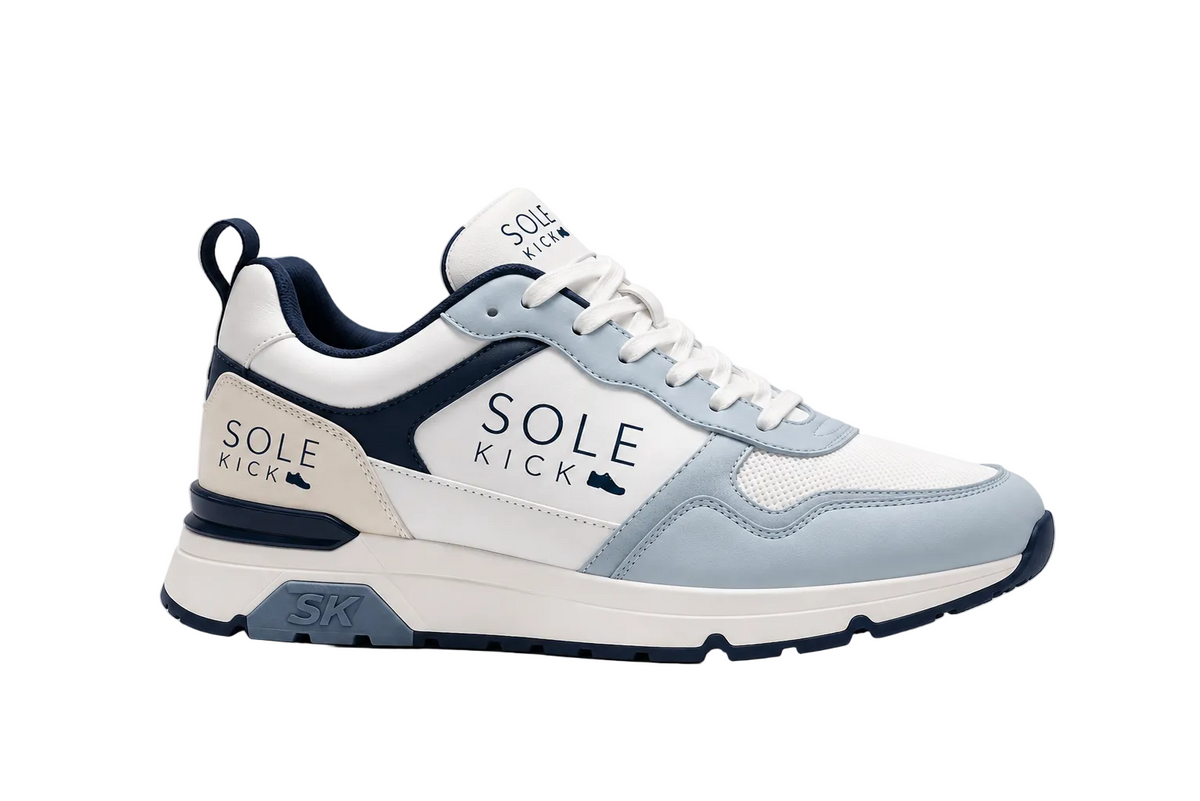 Sole Kick Retro Sneakers in Sky Blue/Navy