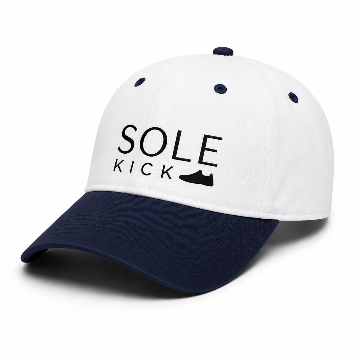 Sole Kick Two-Tone Baseball Cap in Navy/White